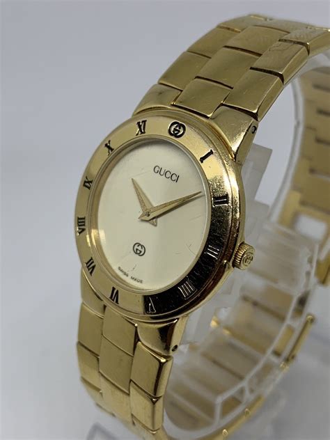 gucci 18k gold plated watch|Gucci watch gold vintage.